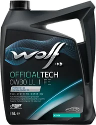 Моторное масло Wolf OfficialTech 0W-30 LL III FE 5л