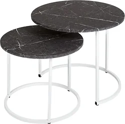 Журнальный столик Мебелик МеталлАрт М001 (черный мрамор/белый)