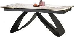 Кухонный стол Halmar Hilario раскладной 180-260/90/75 (белый мрамор/черный)