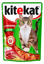 Kitekat (0.085 кг) 1 шт. Сочные кусочки. С говядиной в желе