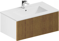 Тумба под умывальник ЗОВ  Кито 60 K60LW0MRM-OL60 (белый/тростник)