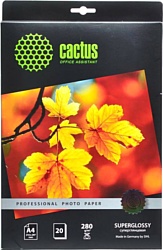 CACTUS суперглянцевая A4 280 г/кв.м. 20 листов (CS-HGA428020)