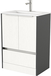 Тумба под умывальник Дабер 017 60 Т17.6.0.20Б (белый древесный/серый/ручка белая)