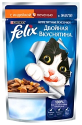 Felix Аппетитные кусочки Двойная вкуснятина с Индейкой и печенью в желе (0.085 кг) 24 шт.