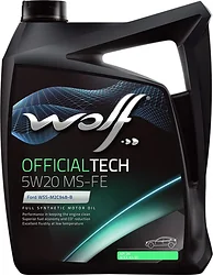 Моторное масло Wolf OfficialTech 5W-20 MS-FE 4л Моторное масло Wolf OfficialTech 5W-20 MS-FE 4л