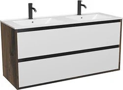 Тумба под умывальник ЗОВ  Парма 120 P120LA0MWMC1B-OL120 (аттик/белый матовый/черный)