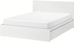 Ikea Мальм 200x160 (4 ящика, белый, без основания) 092.110.22