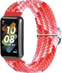 Ремешок Rumi Wick из плетеного нейлона для Huawei Band 7 (красный микс)