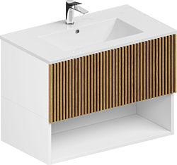 Тумба под умывальник ЗОВ  Кито-2 80 (белый/тростник)