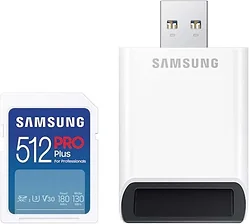 Samsung PRO Plus 2023 SDXC 512GB (с кардридером)