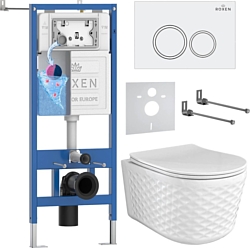 Унитаз Roxen Vine Tornado в комплекте с инсталляцией StounFix Dual Fresh 6 в 1 979007 (кнопка: белый глянцевый)