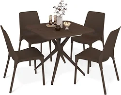 Обеденная группа Sheffilton SHT-DS206 (коричневый/коричневый муар)