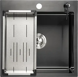 Кухонная мойка Saniteco 5050 PVD (с сифоном, дозатором и коландером)