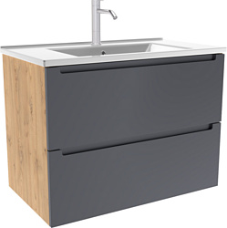 Тумба под умывальник ЗОВ  Дион 80 D80LHO0M7015МKV5-OL80 (графит матовый/дуб)