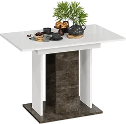 Кухонный стол Трия Кельн Тип 1 (ателье темный/белый/стекло белый глянец)