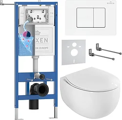 Унитаз Roxen EGG в комплекте с инсталляцией StounFix Dual Fresh 6 в 1 868635 (кнопка: брашированное золото матовая)