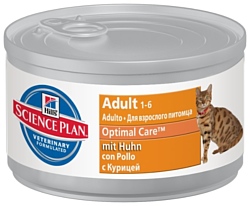 Hill's (0.085 кг) 1 шт. Science Plan Feline Adult Optimal Care with Chicken canned