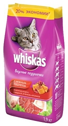 Whiskas Вкусные подушечки с нежным паштетом. Аппетитное ассорти с говядиной, ягненком и кроликом для взрослых кошек (1.9 кг)