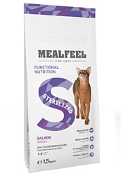 MEALFEEL Sterilized с лососем для стерилизованных кошек и кастрированных котов сухой (1.5 кг)
