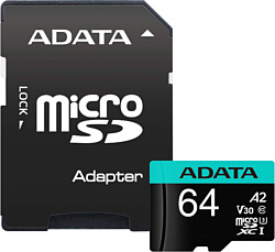 ADATA Premier Pro AUSDX64GUI3V30SA2-RA1 microSDXC 64GB (с адаптером)
