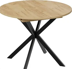 Кухонный стол Трия Мэдисон раздвижной тип 1 (черный муар/дуб крафт золотой) Кухонный стол Трия Мэдисон раздвижной тип 1 (черный муар/дуб крафт золотой)