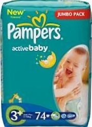 Pampers Active Baby 3 Midi Plus (4-9кг) Jumbo Pack 74шт