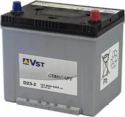 Автомобильный аккумулятор VST Стандарт Asia D32-2 60 R+ (60Ah)