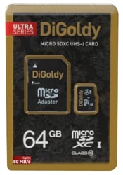 Digoldy microSDXC Class 10 UHS-I 80MB/s 64GB + SD adapter