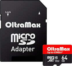 Oltramax Elite OM064GCSDXC10UHS-1-ElU1 microSDXC 64GB (с адаптером)