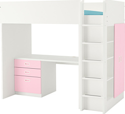 Ikea Стува/Фритидс 200x90 (3 ящика, 2 дверцы, бел/розовый) 692.676.76