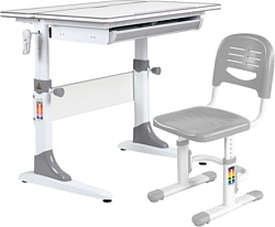 Anatomica Study-80 + стул + выдвижной ящик с серым стулом Lux-01 (белый/серый)