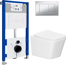 Унитаз Lauter Square 214903 с кнопкой 219703J (прямоугольная, сатин)