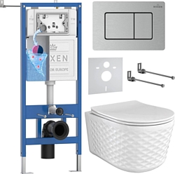 Унитаз Roxen Vine Tornado в комплекте с инсталляцией StounFix Dual Fresh 6 в 1 979023 (кнопка: сатин)