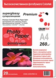 COLORTEK суперглянцевая A4 260 г/м 20л (113310)