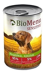 BioMenu (0.41 кг) 12 шт. Sensitive консервы для собак с индейкой и кроликом