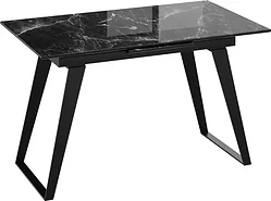 Кухонный стол Трия Техно (черный муар/стекло глянцевое черный мрамор)
