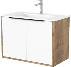 Тумба под умывальник Дабер 018 70 Т18.7.0.21Ч (дуб галифакс/белый/ручка черная)