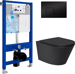 Унитаз Lauter Longer 2110822 + 21901002 (кнопка квадратная, черный/черный) Унитаз Lauter Longer 2110822 + 21901002 (кнопка квадратная, черный/черный)
