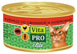 Vita PRO Мясные и рыбные волокна Elite для кошек, курица со свининой и морковью (0.07 кг) 24 шт.