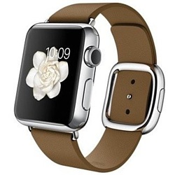 Apple Watch 38mm Stainless Steel with Brown Modern Buckle (MJ3A2)