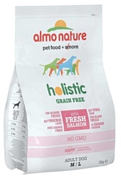 Almo Nature (2 кг) Holistic Adult Dog Grain Free Fresh Salmon M-L