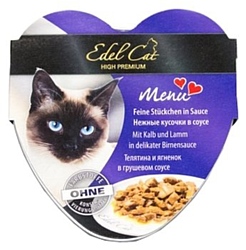 Edel Cat (0.085 кг) 30 шт. Консервы с Телятиной и Ягненком в грушевом соусе