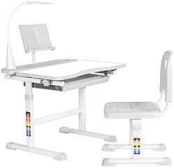 Anatomica Avgusta + стул + выдвижной ящик + светильник + подставка (белый/серый)