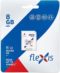 Flexis microSDHC 8GB Class 10 U1 FMSD008GU1A (с адаптером)