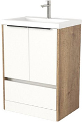 Тумба под умывальник Дабер 017 Тобага/Эридан/Артвин 60 Т17.6Т.0.21Ч (дуб галифакс/белый/ручка черная)