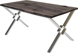 Кухонный стол Buro7 Икс-ромб 180 (с обзолом и сучками, дуб мореный/серебро)