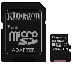 Карта памяти Kingston Canvas Select microSDXC Class 10 UHS-I U1 256GB + SD adapter (SDCS/256GB)