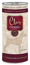CLAN (1.25 кг) 12 шт. Classic Кусочки в соусе с говядиной и курицей для собак