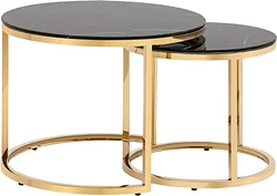 Журнальный столик Stool Group Селена (стекло черный мрамор/золото)