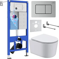 Унитаз Roxen Simple compact в комплекте с инсталляцией StounFix Dual Fresh 6 в 1 968486 (кнопка: сатин) Унитаз Roxen Simple compact в комплекте с инсталляцией StounFix Dual Fresh 6 в 1 968486 (кнопка: сатин)